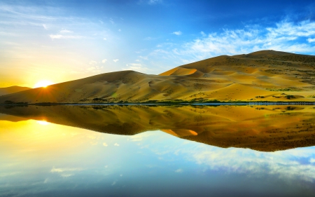 Desert Reflection - reflections, nature, lake, desert