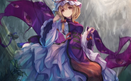 Yakumo Yukari - yakumo yukari, touhou, bonnet, blonde, anime, anime girl