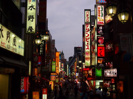 japan - japan, city, signs, night