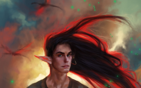 Elf - elf, fantasy, redhead, man, art