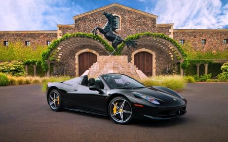 Black Ferrari Roadster - Ferrari, Cars, Horse, Black