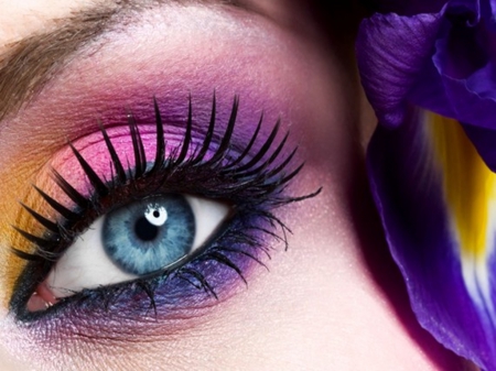 Artistic makeup - eyeshade, nice, stare, eyebrow, design, eyeliner, brow, art, pretty, artistic makeup, artistic, lashes, stunning, lovely, makeup, shades, beautiful, pink, colors, fantastic