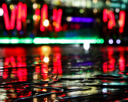 Night Lights in Dublin - dublin, neon signs, reflection, wet roadway, rainy