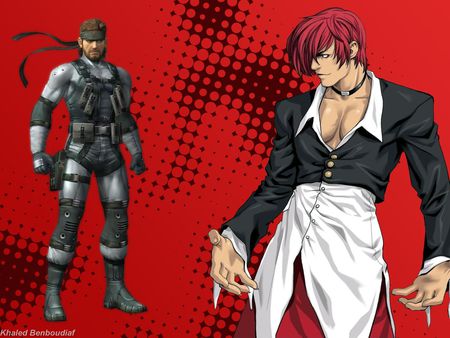 Iori Yagami vs Snake - king of fighters, anime, metal gear solid