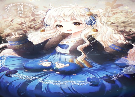 Sheep Year - zodiac, girl, long hair, year, fantasy, orginal, sheep, chinese, cute