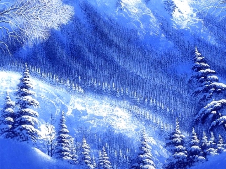 â˜…Blue & White Winterâ˜… - xmas and new year, winter, lovely, nature, white, love four seasons, white trees, cool, snow, blue, beautiful, paintings, colors