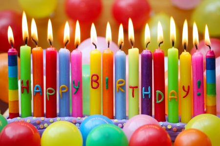 Happy Birthday - colorful, balloon, candle, happy, birthday