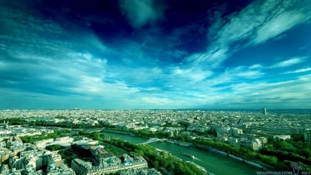 Beautiful Sky over Paris Cityscape - paris, cityscapes, blue, architecture, sky