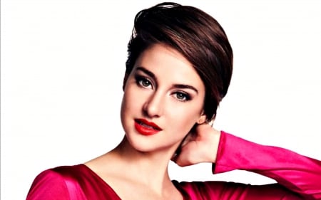 Shailene Woodley - white, pink, actress, shailene woodley, woman