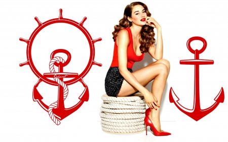 Shailene Woodley - summer, red, actress, stilettos, by cehenot, white, shailene woodley, woman, femeie