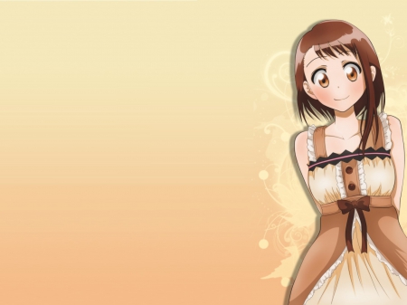 Kosaki Onodera - wallpaper, short hair, brown hair, kosaki onodera, anime, anime girl, dress, long hair, brown eyes, nisekoi