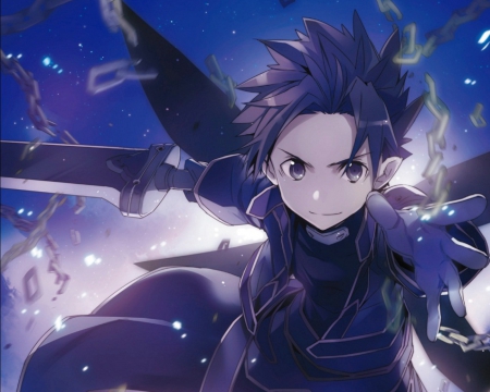 Spriggan - pretty, anime, wing, guy, alo, boy, male, short hair, sword art online, hd, sao, nice, kirito, beautiful, sword, beauty, lovely, cool, sweet, blade, cg, black, fairy, black hair, spriggan