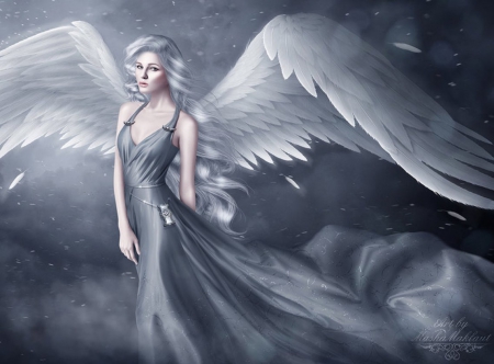 Zayel - wings, art, lady, fantasy