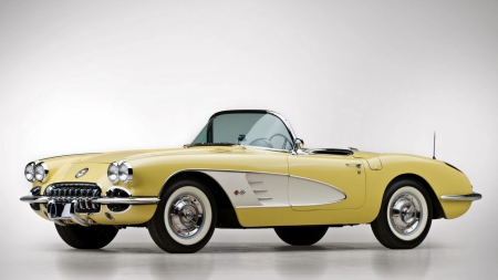 Chevrolet-Corvette - - yellow, car, chevrolet, corvette