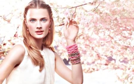 Constance Jablonski - woman, pink, constance jablonski, model, spring