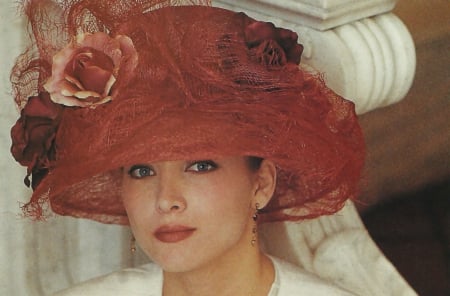 Fancy Red Hat - wide screen, lady, hat, portrait, photography, photo