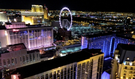 Las Vegas at Night 1 - scenery, Nevada, Las Vegas, USA, photography, photo, cityscape, wide screen