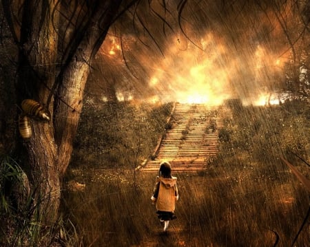 On My Way Home - fantasy, light, nature, child