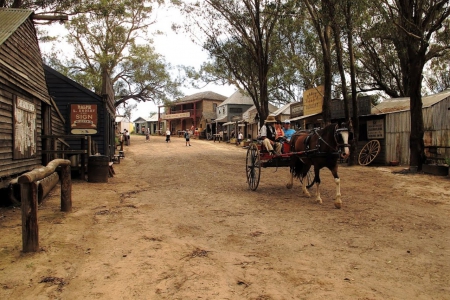 Australian 1880's Period Township - horses, australian, carts, 1880s period township