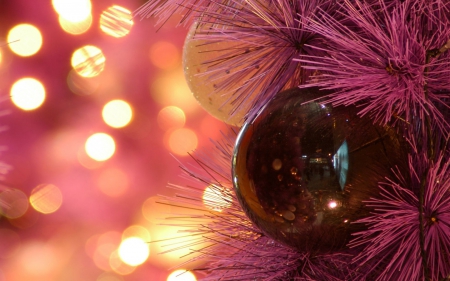 Christmas decoration - ball, lights, pink, bokeh, globe, yellow