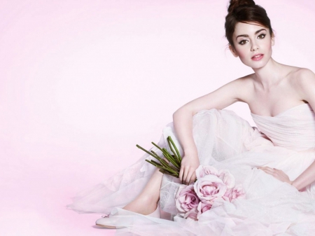 Lily Collins - lily collins, models, actresses, people, beautiful, flowers, celebrity, dress