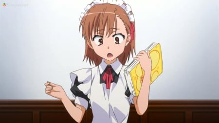 Do I have to Wear This ??? - pretty, mikoto misaka, anime, kawaii, female, silly, short hair, misaka mikoto, nice, mikoto, anime girl, to aru kagaku no railgun, girl, lovely, brown hair, maid, sweet, misaka, funny, railgun, cute, adorable