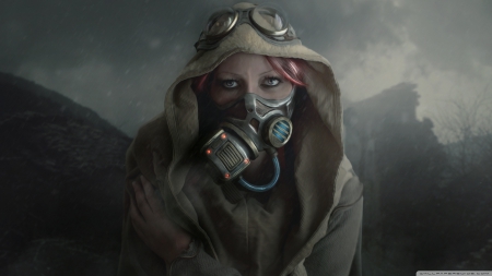 cold day in hell - woman, gas, goggles, mask