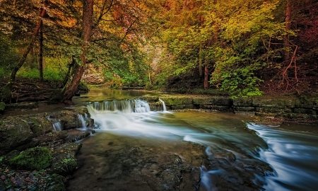 Nature - nature, flowing, trees, river