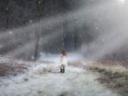 :) - girl, winter, toy, snoew