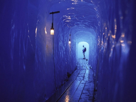 Ice Cave - ice, sparkling, corridor, wallpaper, tunnel, nature, wonders, cold, blue, beautiful, glacier, cave, icy, antartica