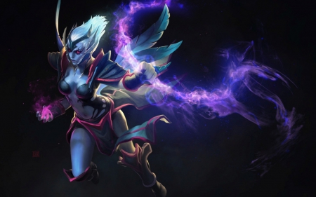 Shendelzare - game, girl, shendelzare, dota, black, fantasy, purple, vengeful spirit, woman, art