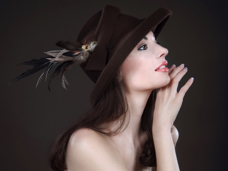 Beauty - face, beauty, girl, hat, model