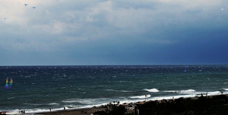 christopher - sailing, blue guitar, beach, blue song, sea, black piano, october