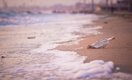 â™¥ - bottle, shore, sea, photography