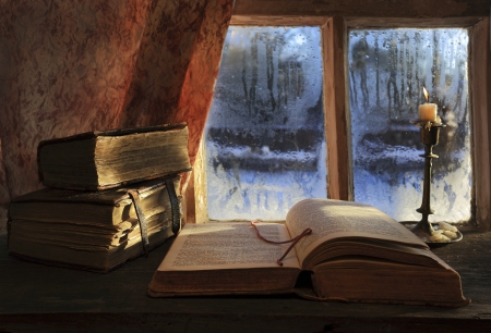 Beautiful... - candle, winter time, winter, books, still life