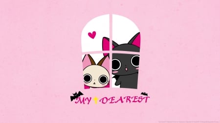 My Dearest - dearest, love, vector, neko, my, pink, cats, bat, cute