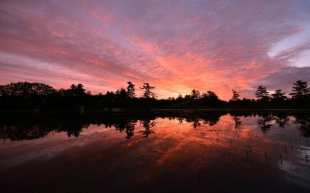 lake sunset - lake, cool, fun, sunset, nature