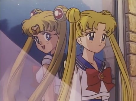 Just Me - pretty, anime, twin tail, kawaii, female, twintail, usagi tsukino, tsukino, blonde, blond hair, reflection, long hair, sailor moon, mirror, blond, nice, tsukino usagi, twin tails, anime girl, sailormoon, twintails, beautiful, usagi, girl, blonde hair, beauty, lovely, sweet, double, twins, cute, adorable