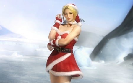 Dead or Alive for Christmas - game, winter, girl, blonde, dead or alive, christmas, fantasy, red, woman