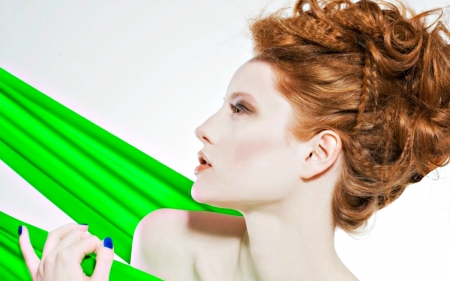 Barbara Meier - girl, white, redhead, green, woman, model, femeie, face, Barbara Meier