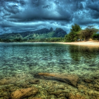 Dark Clouds Over Rocky Lake