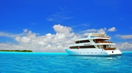 Bon Voyage - yacht, sea, blue, boat