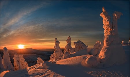 Winter Sunset - beautiful, winter, sunsut, snow