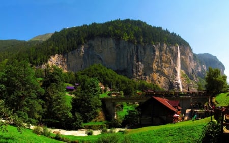 Small Village in the Mountains - nature, village, mountains, valleys, landscapes