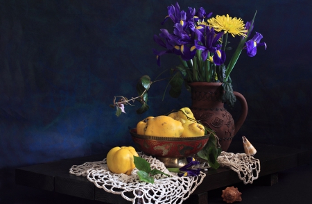 Still Life - lemon, flowers, still life, beautiful