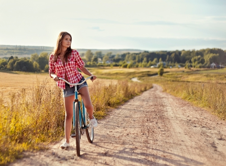 girl - bike, summers, shirt, cage, girl, shorts