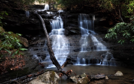 Sugar Run Falls, Stewart, Pennsylvania - nature, waterfall, usa, rocks