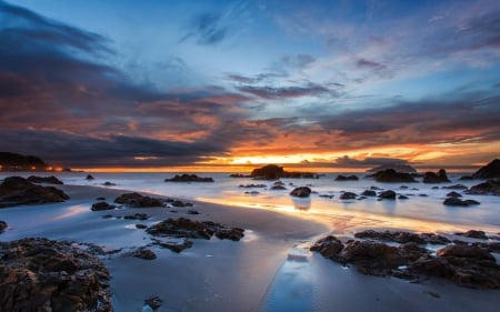 beach sunset - cool, fun, beach, sunset, ocean, nature