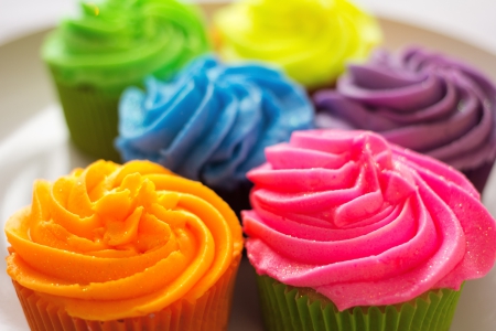 Cupcakes - colorful, cream, cupcake, yammy, dessert