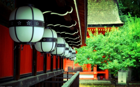 Shrine Garden - lantern, japan, shrine, japanese, oriental, temple